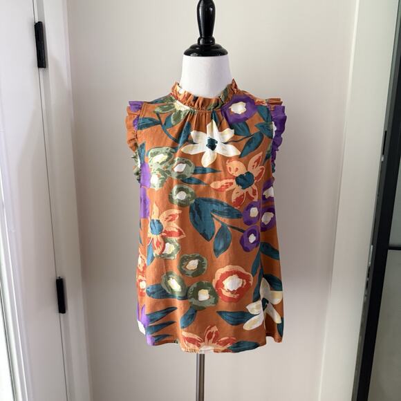 THML Floral Blouse Women’s Size Small Sleeveless Woven Autumn - Picture 2 of 13